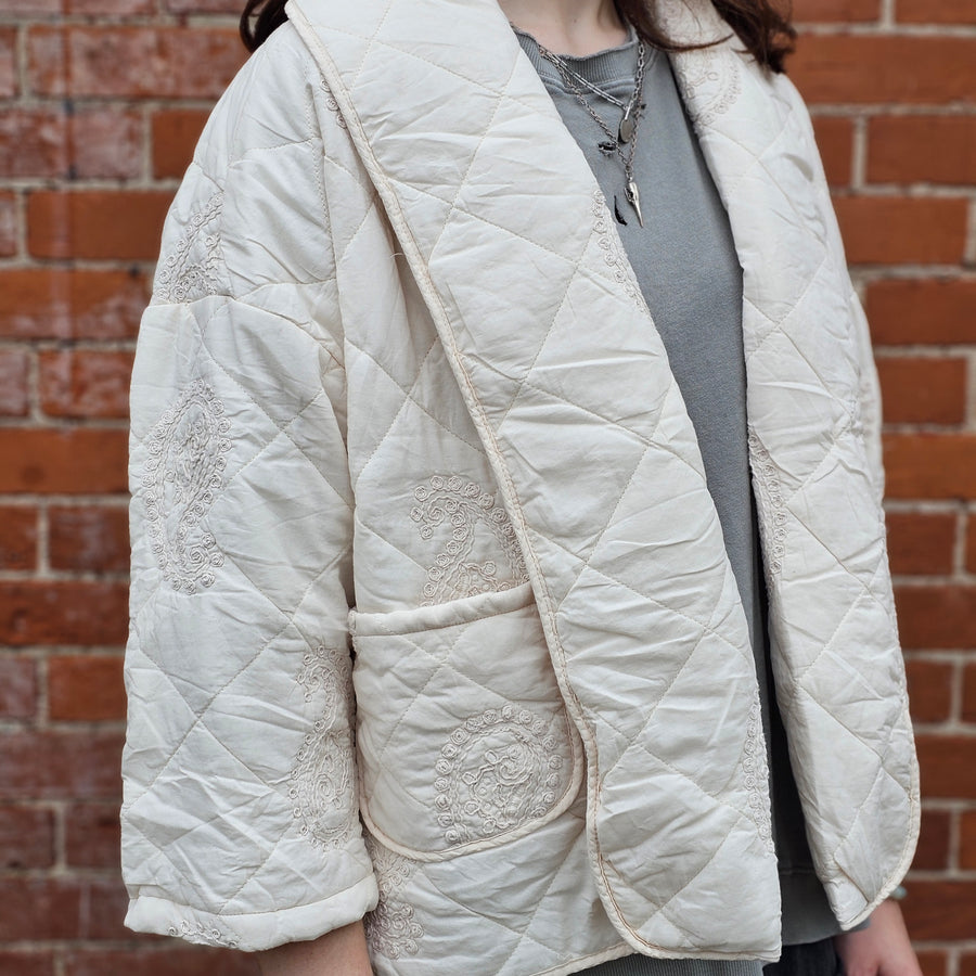 Cream cotton jacket hotsell