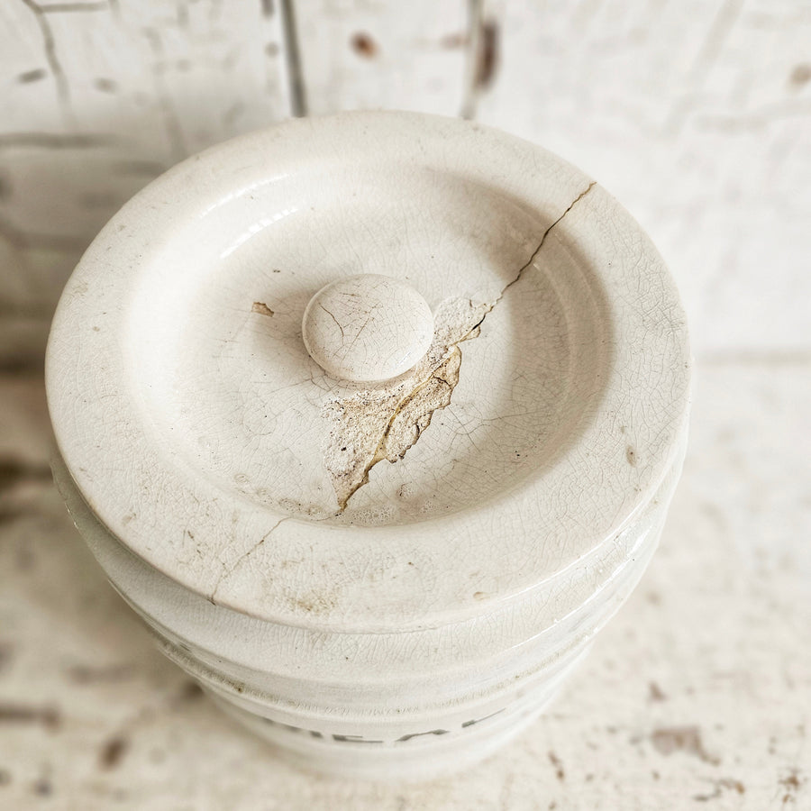 Vintage Banded MEAL Jar with lid