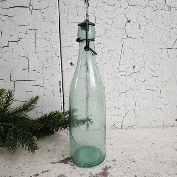 Antique Glass Bottle with Metal Flip Cap