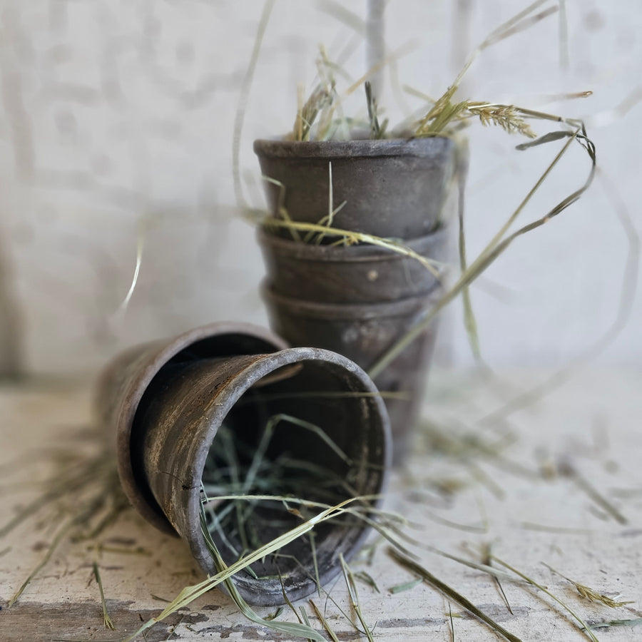 Vintage French Gray Flower Pot