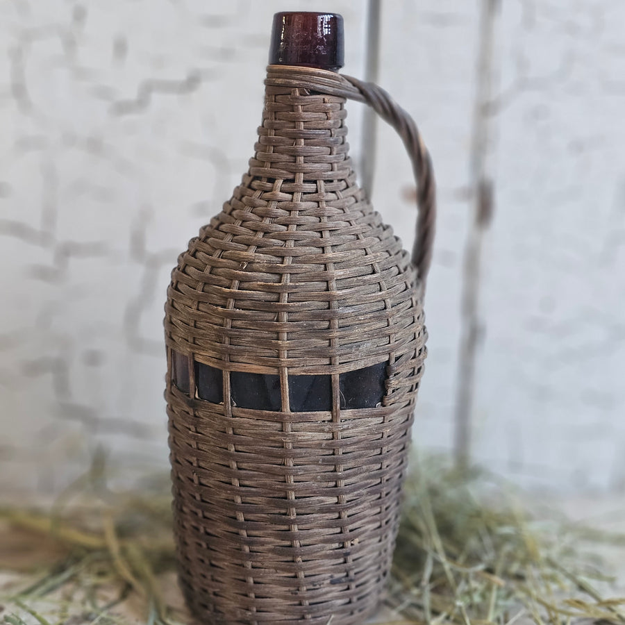 Vintage Wicker Wrapped Bottle