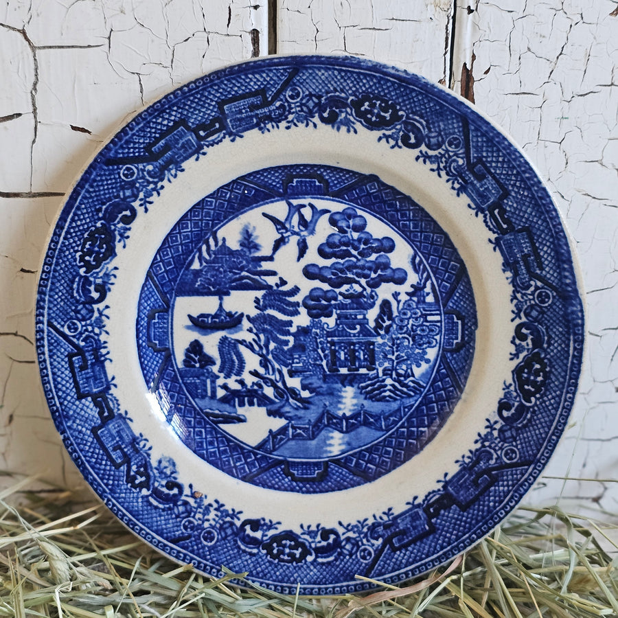 Vintage English Blue Willow Plate