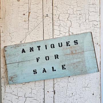 Vintage Hand Painted Antiques For Sale Sign