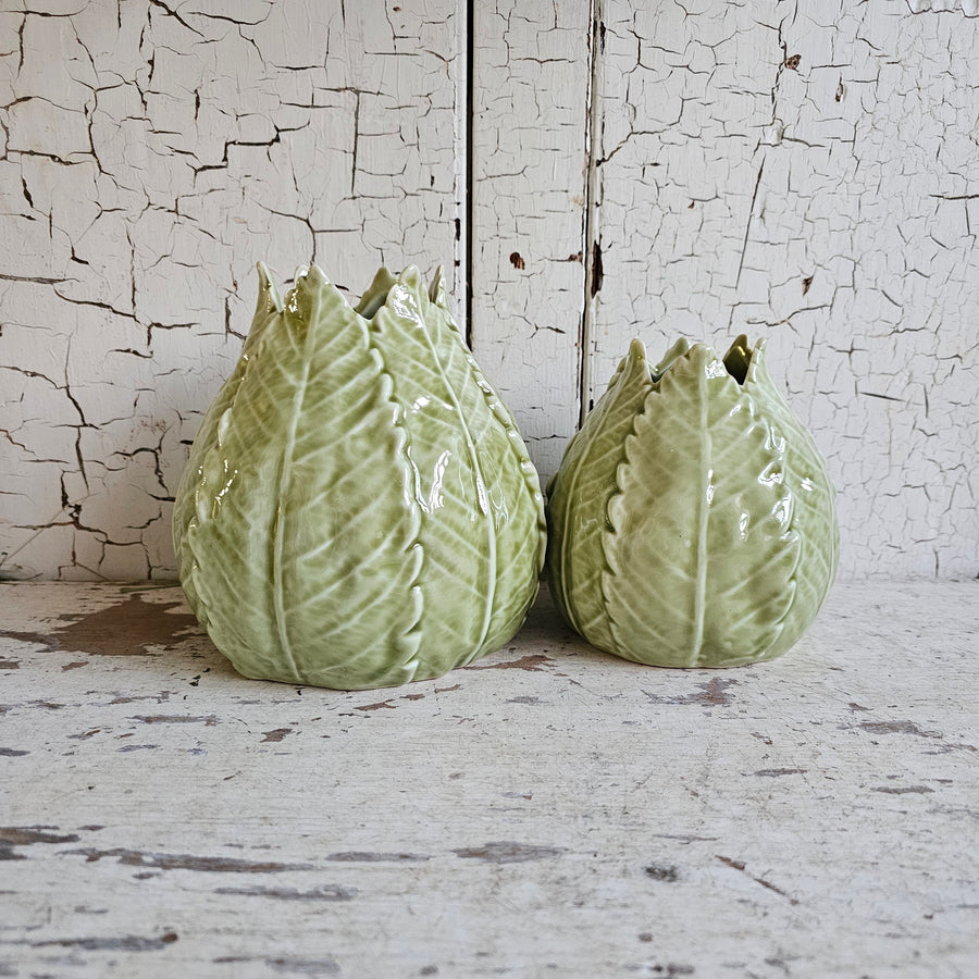 Lg. Green Cabbage Leaf Vase