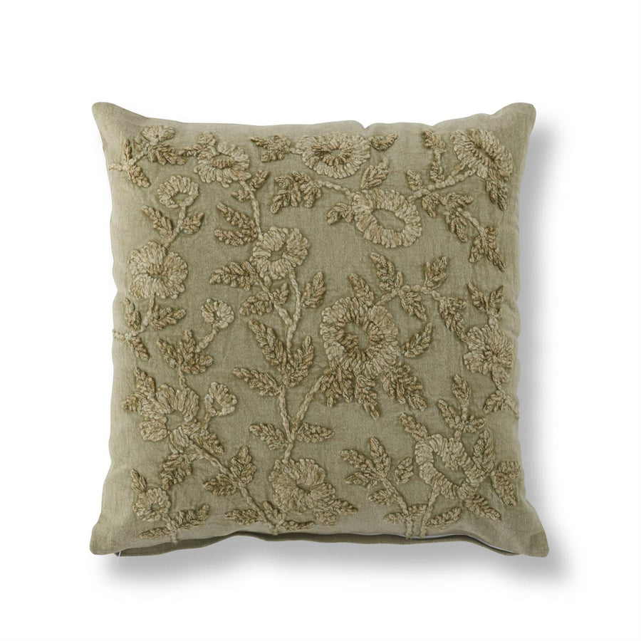 Embroidered Sage Stonewashed Pillow