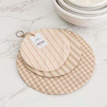 Set of Three Neutral Dish Covers