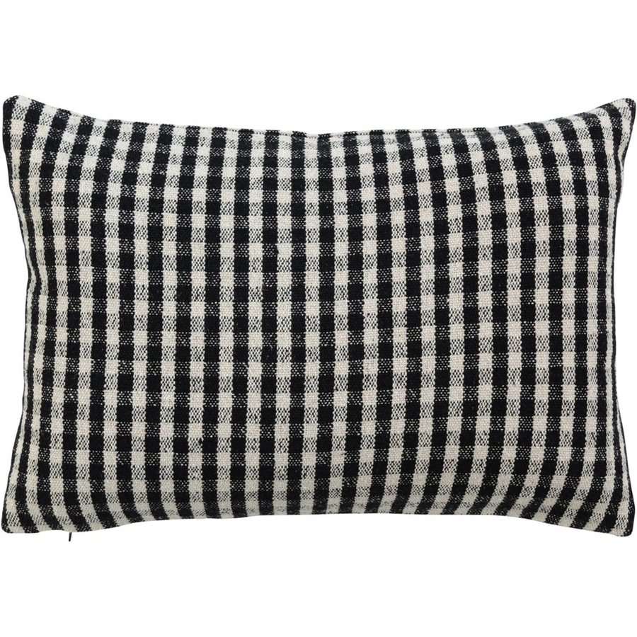 Recycled Cotton Lumbar Pillow - Black & Cream