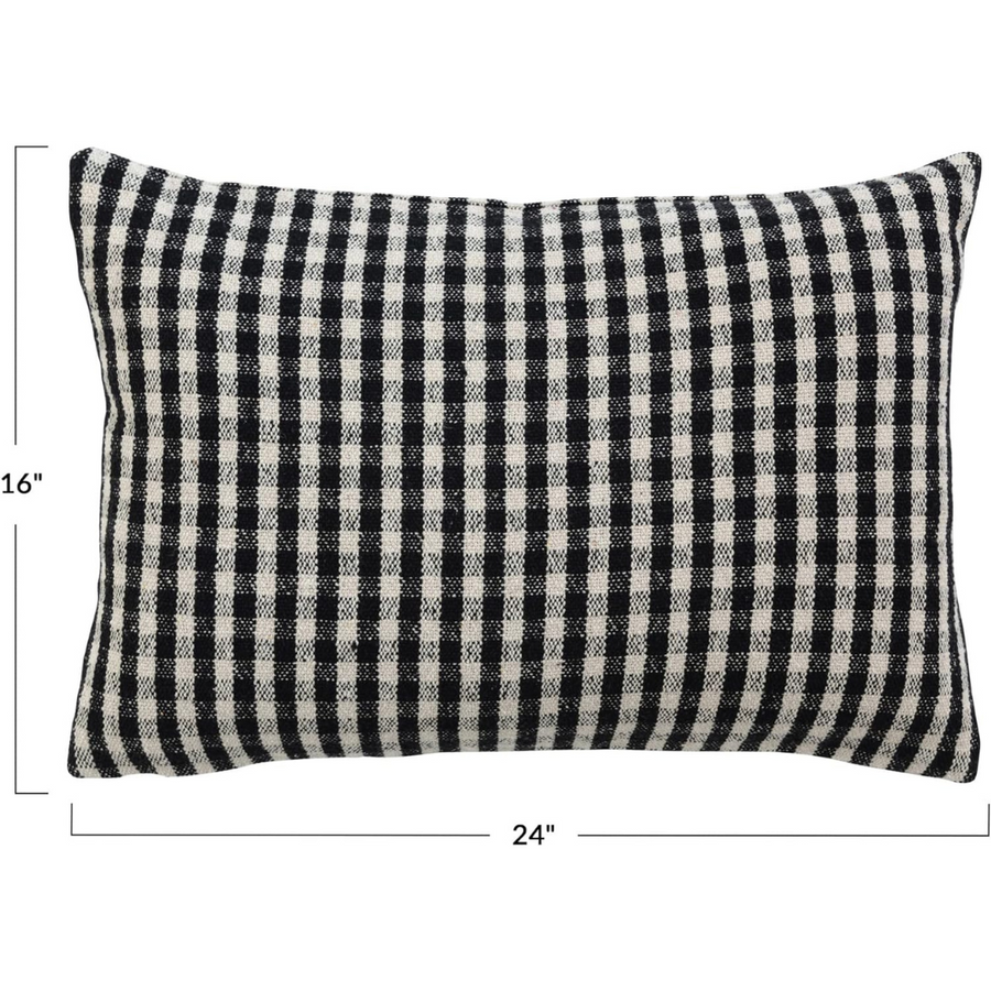 Recycled Cotton Lumbar Pillow - Black & Cream