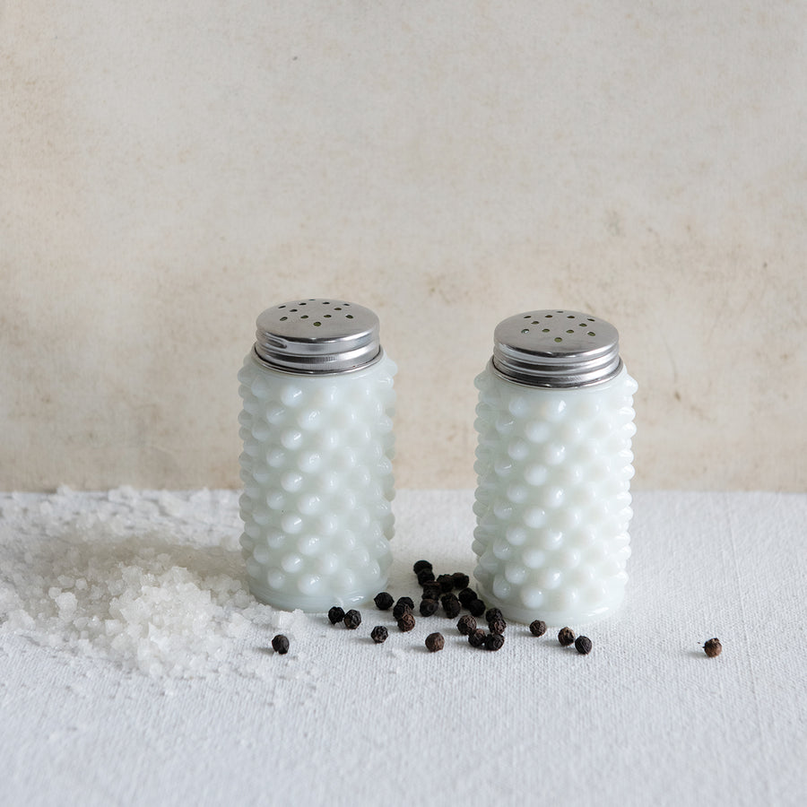 Milk Glass Hobnail Salt & Pepper Shakers