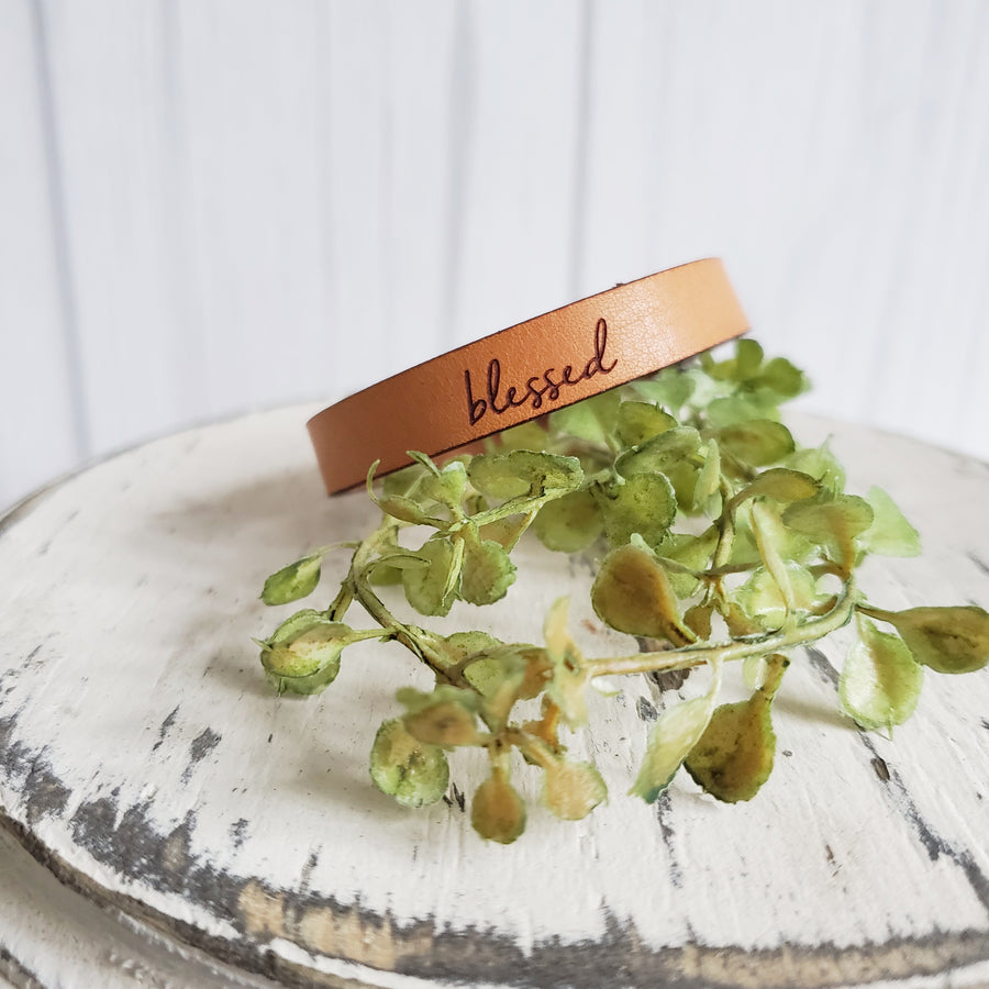 Handmade Stamped Leather Bracelet 