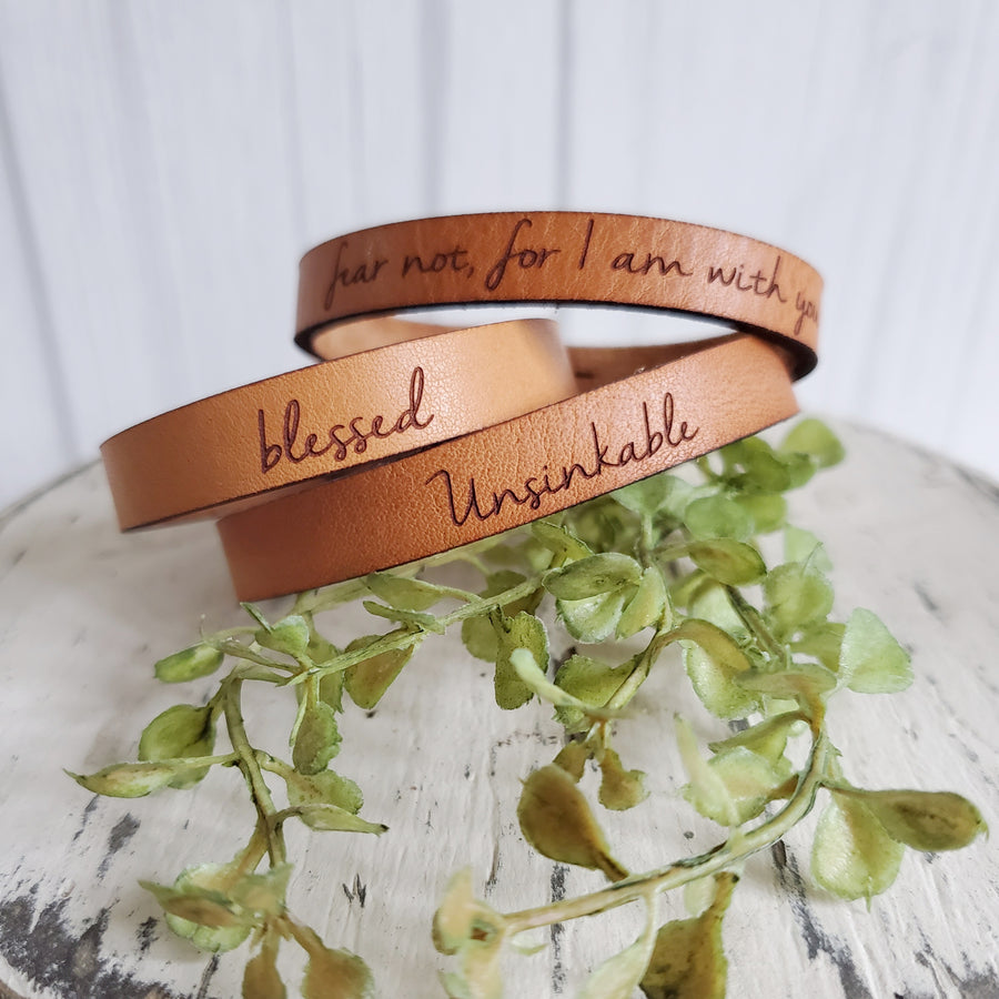 Handmade Stamped Leather Bracelet 