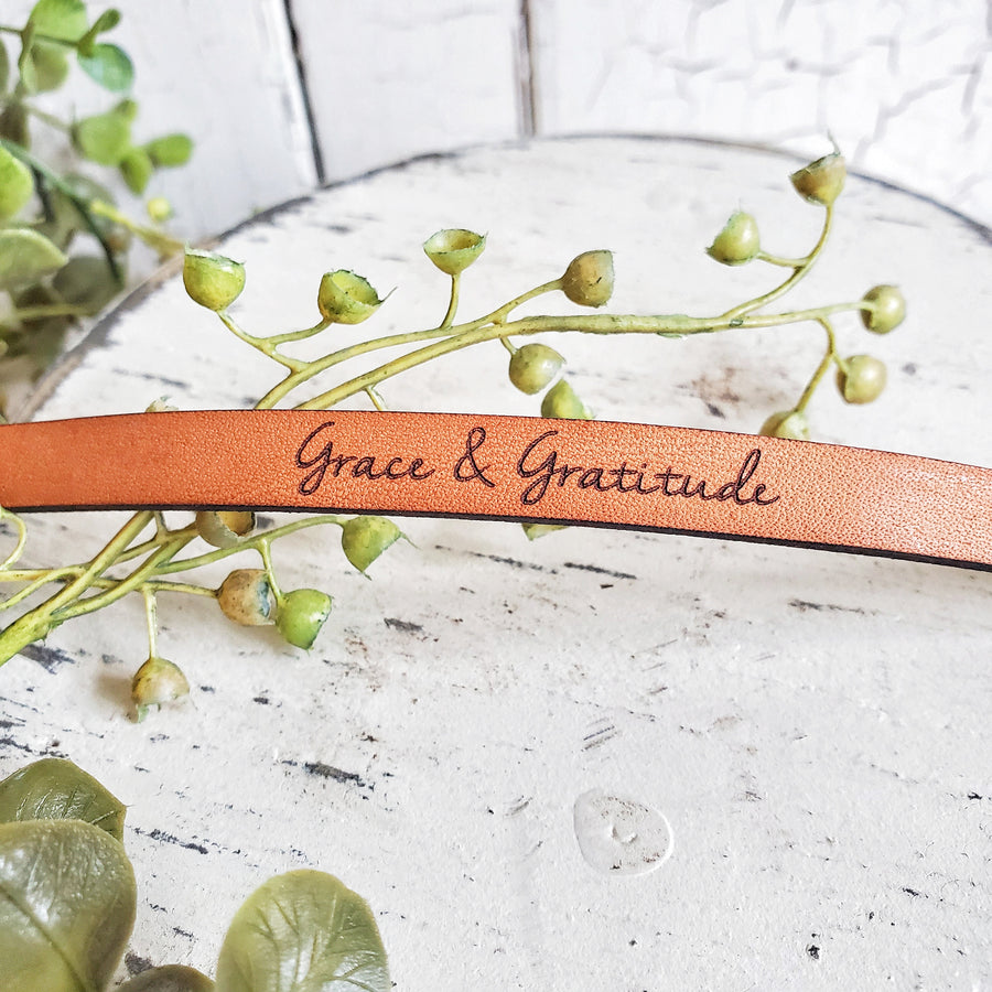 Handmade Stamped Leather Bracelet 