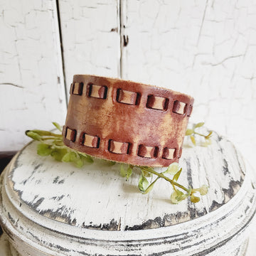 Handmade Distressed Leather Belt Cuff