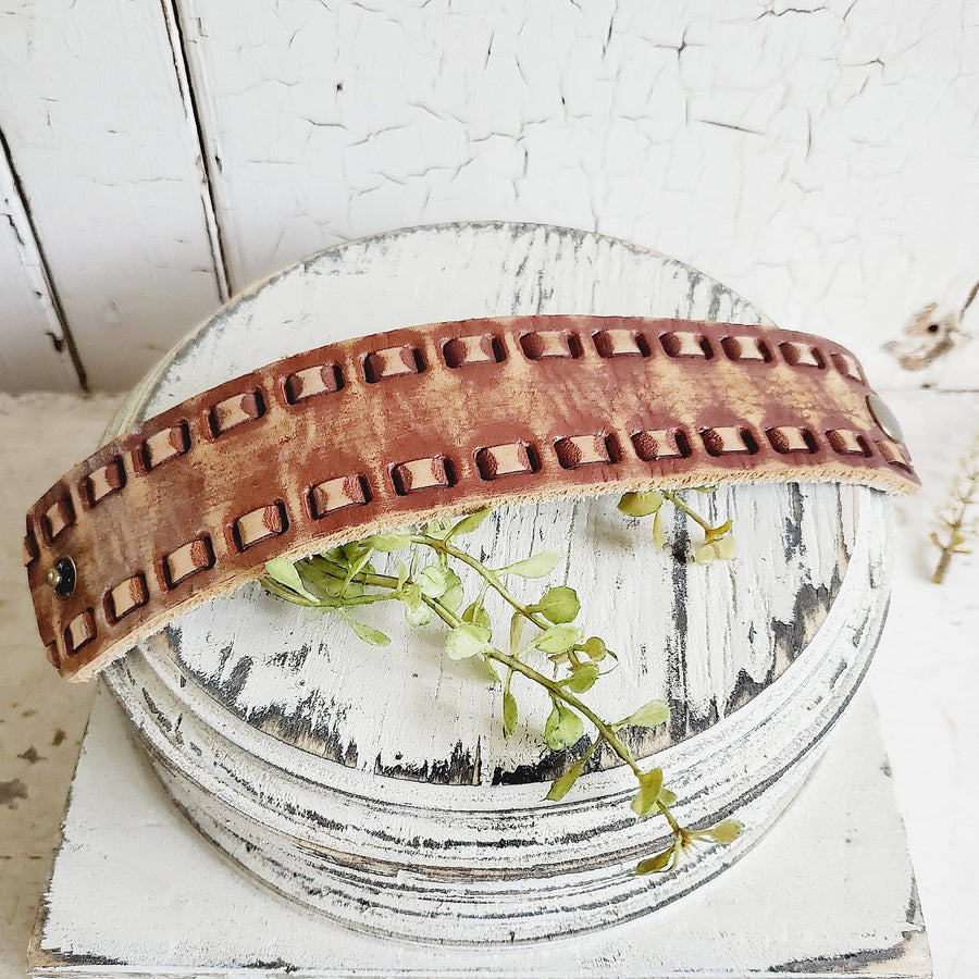 Handmade Distressed Leather Belt Cuff